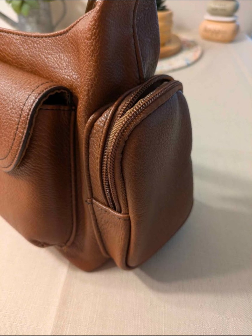 a.n.a Brown Faux Leather Handbag With Buckle - Picture 4 of 9